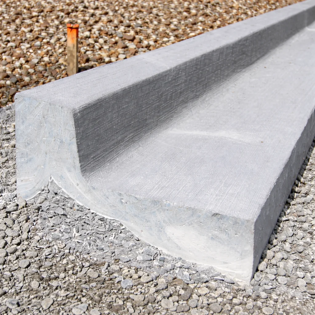 Concrete curb on gravel construction site