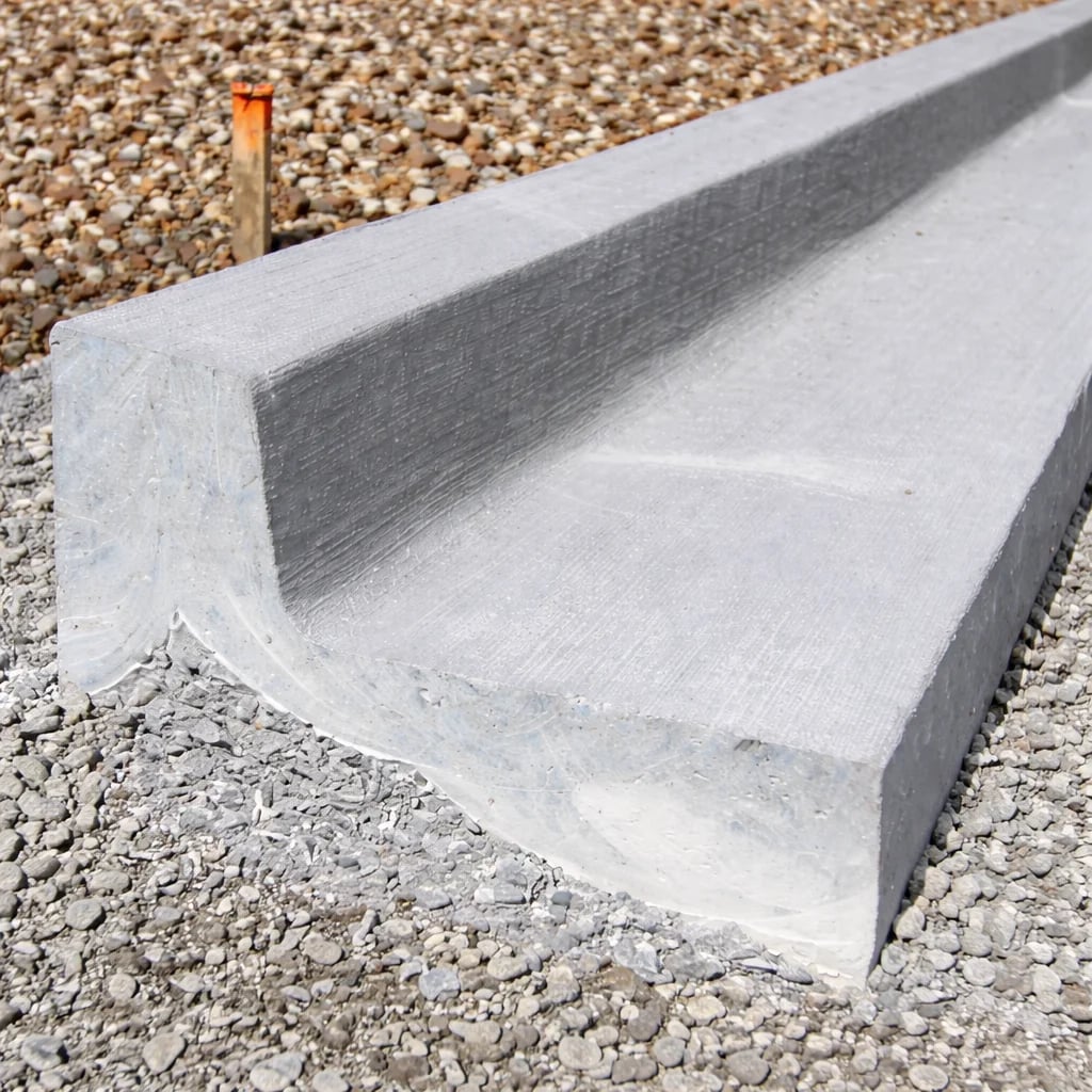Concrete curb on gravel construction site